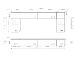 Móvel de parede: 10 portas, 20 prateleiras, / Preto Brilhante, largura: 300 cm, altura: AJUSTÁVEL, profundidade: 42 cm^ Móvel De Tv