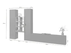 Dmora Móvel de parede Dcola, conjunto de sala de TV com 3 portas, móveis de sala multiuso, 100% Fabricado na Itália, 320x30h180 cm, Antracite e Bordo^ Móvel De Tv