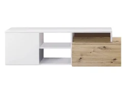 Dmora Móvel de parede Dianes, Móvel de sala de TV reversível, Composição de sala com móvel de parede e prateleira, 220x40h44 cm, Carvalho com efeito nó e Branco^ Móvel De Tv
