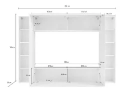 Móvel De Tv|Dmora Móvel de parede Luigi, conjunto de sala de TV com 4 portas, móveis de sala multiuso, 100% Fabricado na Itália, 260x30h180 cm, brilhante Branco