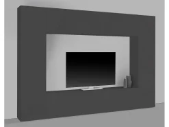 Móvel De Tv|Dmora Móvel de parede Luigi, conjunto de sala de TV com 4 portas, mobiliário de sala multiuso, 100% Fabricado em Itália, 260x30h180 cm, Antracite Preto
