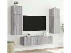 Móvel De Tv| Móvel de parede p/ TV c/ luzes LED 60x35x41 cm sonoma PT595946 Cinzento