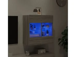 Móvel De Tv| Móvel de parede p/ TV c/ luzes LED 58,5x30x60,5 cm cinza sonoma PT107456 Cinzento