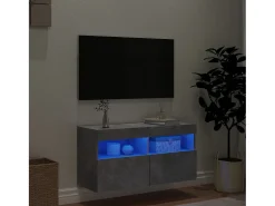 Discount Móvel de parede p/ TV c/ luzes LED 80x30x40 cm cinza cimento PT678398 Cinzento