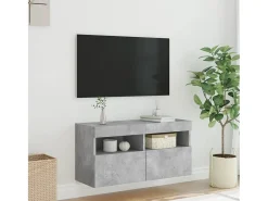 Móvel De Tv*vidaxl Móvel de parede p/ TV c/ luzes LED 80x30x40 cm cinza cimento Cinzento