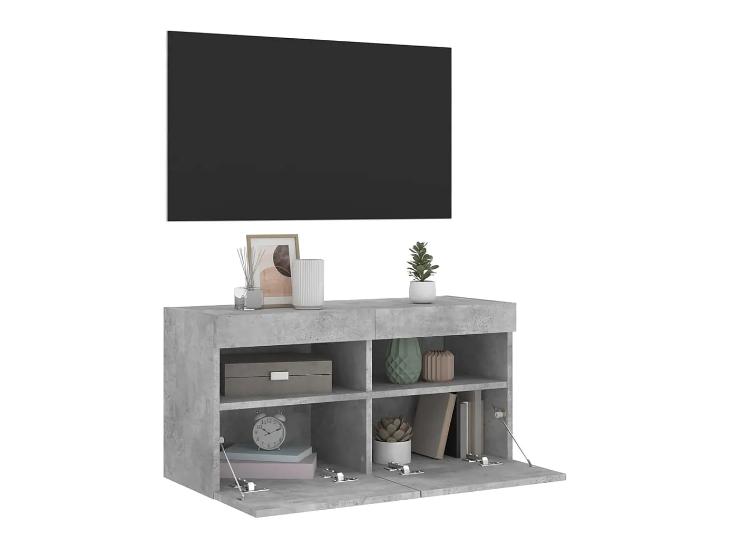 Móvel De Tv*vidaxl Móvel de parede p/ TV c/ luzes LED 80x30x40 cm cinza cimento Cinzento