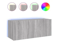 Online Móvel de parede p/ TV c/ luzes LED 100x35x41 cm sonoma PT152395 Cinzento