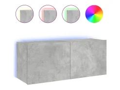 Móvel de parede p/ TV c/ luzes LED 100x35x41 cm cinza cimento PT337699^ Móvel De Tv