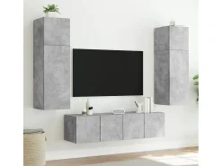 Móvel De Tv* Móvel de parede p/ TV c/ luzes LED 60x35x31 cm cinza cimento PT733925 Cinzento