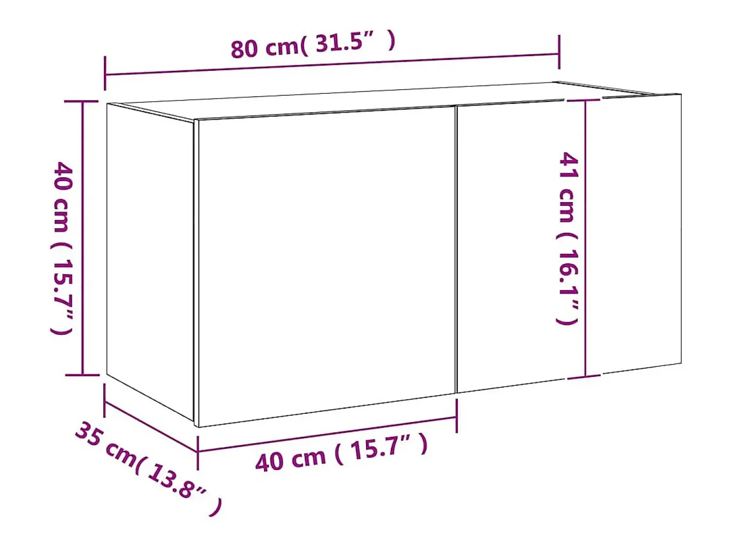 Best vidaxl Móvel de parede p/ TV c/ luzes LED 80x35x41 cm carvalho fumado Castanho