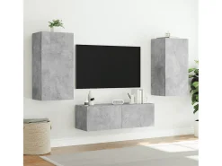 Móvel de parede p/ TV c/ luzes LED 40,5x35x80 cm cinza cimento PT290115^ Móvel De Tv