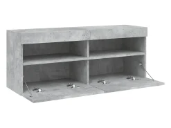 vidaxl Móvel de parede p/ TV c/ luzes LED 100x30x40 cm cinza cimento^ Móvel De Tv