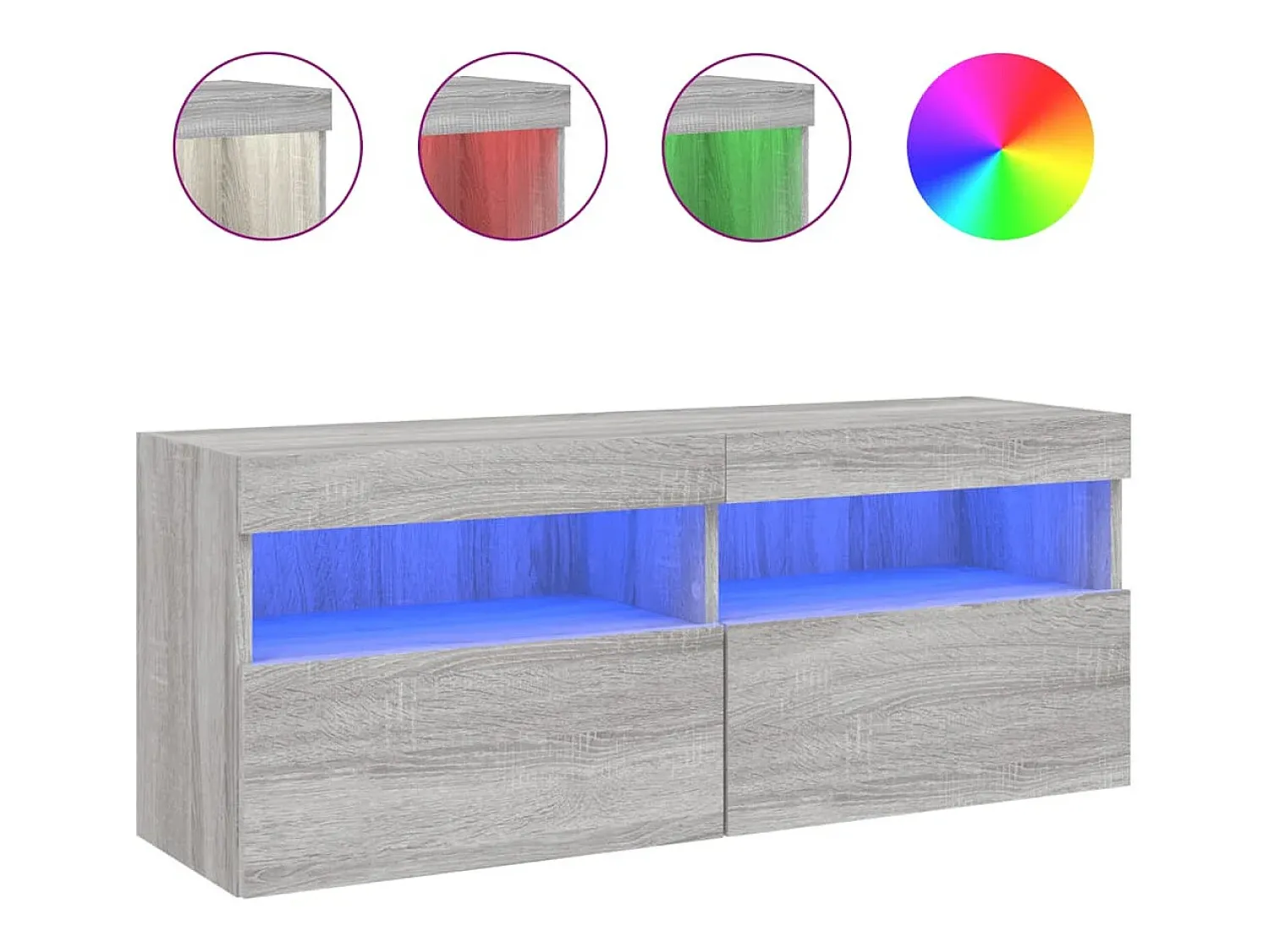 Móvel De Tv* Móvel de parede p/ TV c/ luzes LED 100x30x40 cm sonoma PT169738 Cinzento
