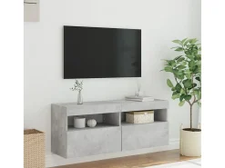 Móvel de parede p/ TV c/ luzes LED 100x30x40 cm cinza cimento PT642944^ Móvel De Tv