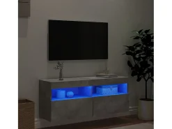 Móvel de parede p/ TV c/ luzes LED 100x30x40 cm cinza cimento PT642944^ Móvel De Tv