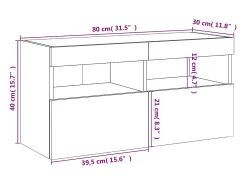 Móvel De Tv|vidaxl Móvel de parede p/ TV c/ luzes LED 80x30x40 cm sonoma Cinzento