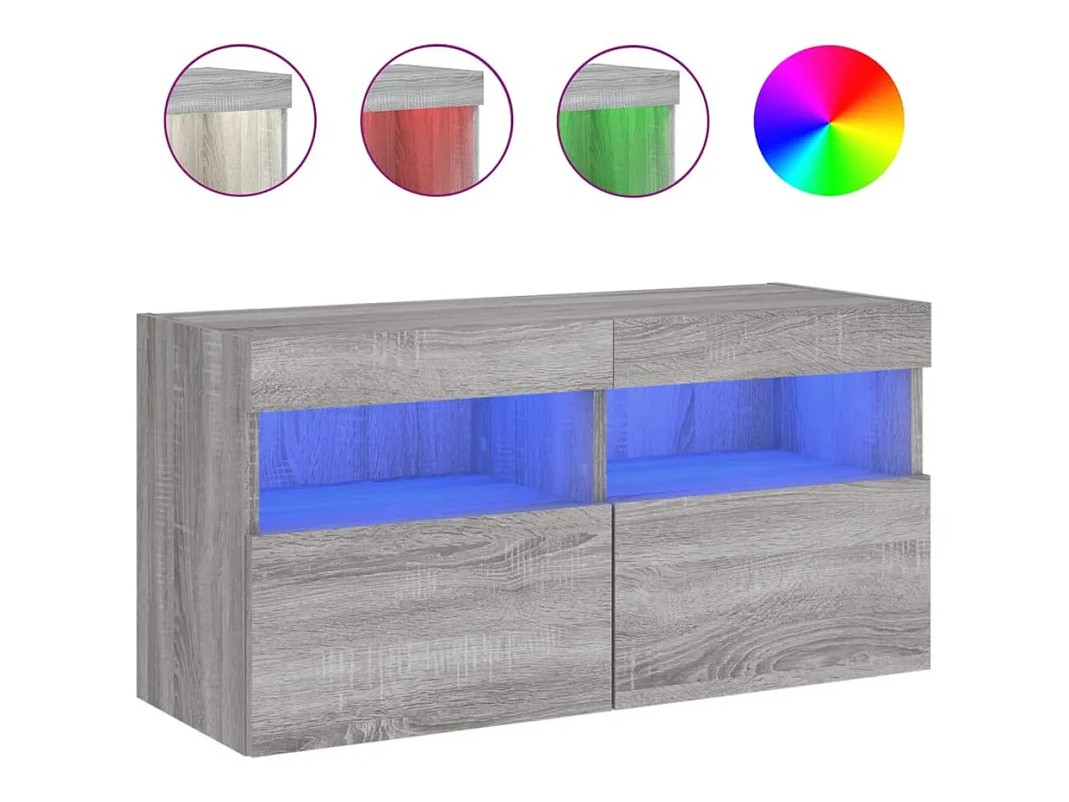 Móvel De Tv|vidaxl Móvel de parede p/ TV c/ luzes LED 80x30x40 cm sonoma Cinzento