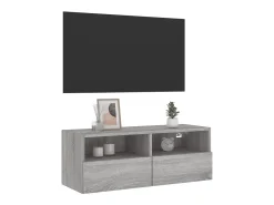 Móvel De Tv| Móvel de parede p/ TV 80x30x30cm derivados madeira cinza sonoma PT308634 Cinzento