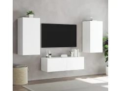 Móvel De Tv* Móvel de parede para TV com luzes LED 40,5x35x80 cm PT908737 Branco