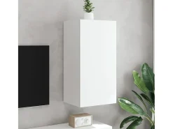 Móvel De Tv* Móvel de parede para TV com luzes LED 40,5x35x80 cm PT908737 Branco
