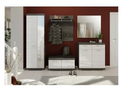 Meublorama Móvel de sapateira SCOTT Cinza Escuro e Branco 90x44x40 cm - Elegância e Arrumação Prática^ Móvel De Arrumação|Sapateira