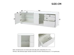 Móvel De Tv*Merax Móvel de TV - 160 x 40 x 52 cm - com LEDs + 1 porta + 2 gavetas - MDF + vidro temperado - Branco