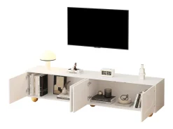 Móvel De Tv|Merax Móvel de TV - 180 x 40 x 45 cm - com 2 armários - em forma de nuvem - para TV de 75 polegadas - aglomerado - Branco