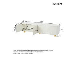 Móvel De Tv|Merax Móvel de TV - 180 x 40 x 45 cm - com 2 armários - em forma de nuvem - para TV de 75 polegadas - aglomerado - Branco
