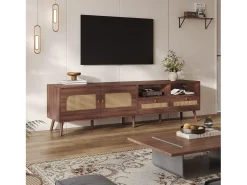 Móvel De Tv*Merax Móvel de TV - 200 x 37 x 49,5 cm - para TVs de 80 polegadas + 2 portas + 2 gavetas - Aglomerado - Marrom Castanho