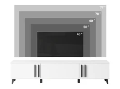 Online Móvel de TV 180 cm com pés para sala – lowboard moderno com três portas basculantes, artisan, preto mate Natural claro