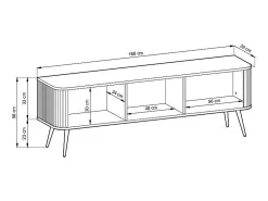 Discount Móvel de TV 3 portas com pés de metal preto 168x56 cm Branco
