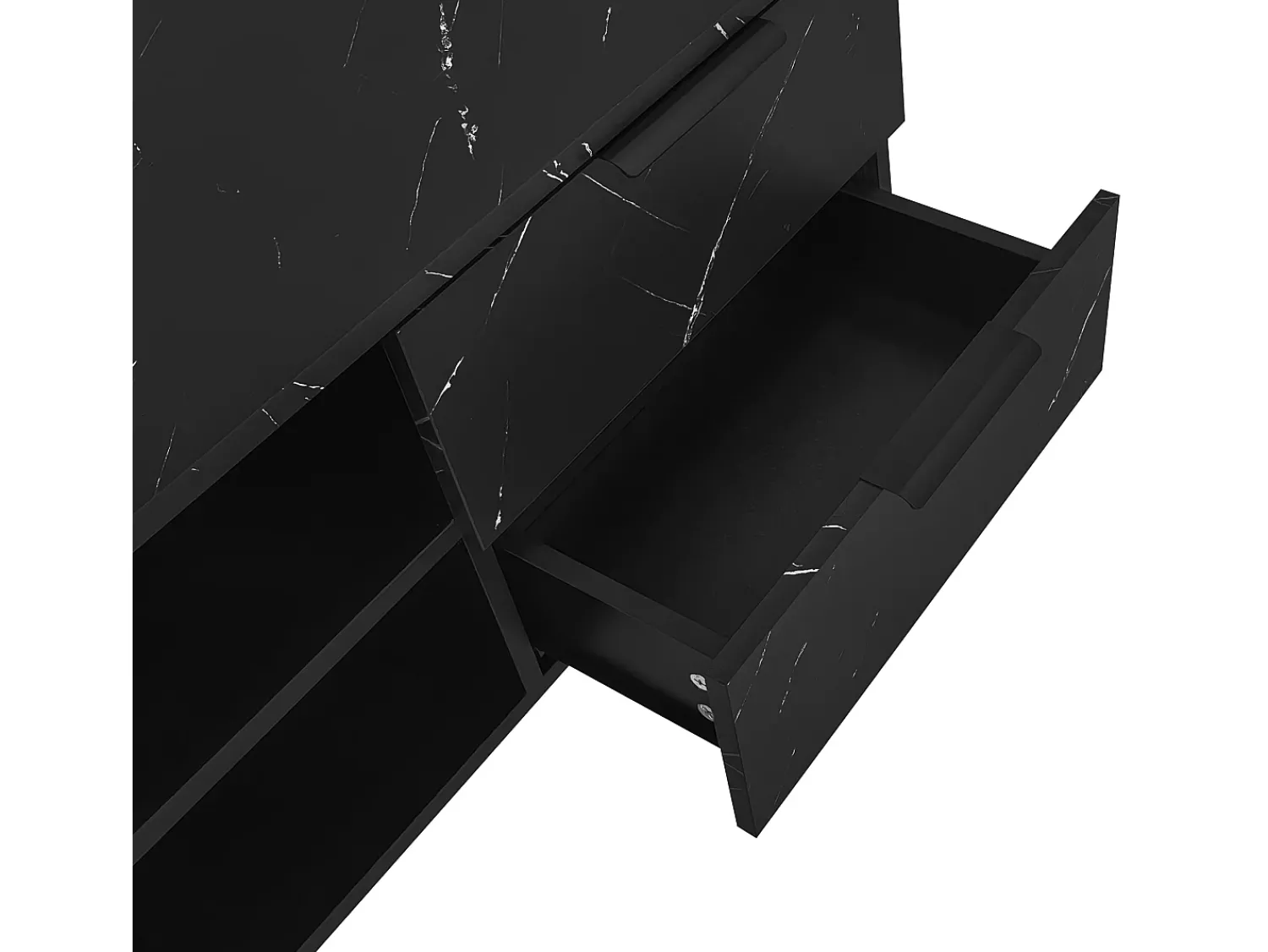 Móvel De Tv| Móvel de TV 200 x 38 x 50 cm, portas em madeira escura, LED ajustável, 2 portas e 2 gavetas Preto