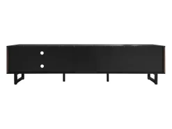 Móvel De Tv| Móvel de TV 200 x 38 x 50 cm, portas em madeira escura, LED ajustável, 2 portas e 2 gavetas Preto