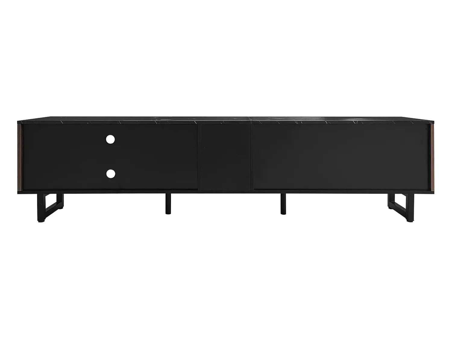 Móvel De Tv| Móvel de TV 200 x 38 x 50 cm, portas em madeira escura, LED ajustável, 2 portas e 2 gavetas Preto