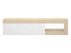 Discount Dmora Móvel de TV Averau, Aparador baixo da sala, Aparador da sala para televisão, 204x42h48 cm, Carvalho e Branco Castanho