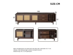 Móvel De Tv|Merax Móvel de TV baixo - 190 x 40 x 52 cm - com 3 portas + 2 gavetas - para TVs de 75 polegadas - MDF - Marrom Castanho