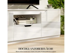 Móvel De Tv| Móvel de TV baixo com 2 portas, gaveta, 160 cm de comprimento, Branco