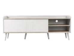 Hot Móvel de TV baixo com gavetas, Móvel de TV moderno com duas portas de correr, Cor branca e madeira Branco