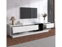 Sale Móvel de TV baixo e moderno com 3 gavetas e um compartimento de arrumação aberto, 190 x 40 x 34 cm, Branco