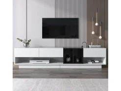 Sale Móvel de TV baixo e moderno com 3 gavetas e um compartimento de arrumação aberto, 190 x 40 x 34 cm, Branco