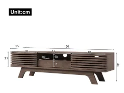 Móvel De Tv* Móvel de TV baixo em estilo retrô com 2 portas e 1 gaveta, cor madeira, para sala de estar, 150 x 40 x 44,5 cm Natural escuro