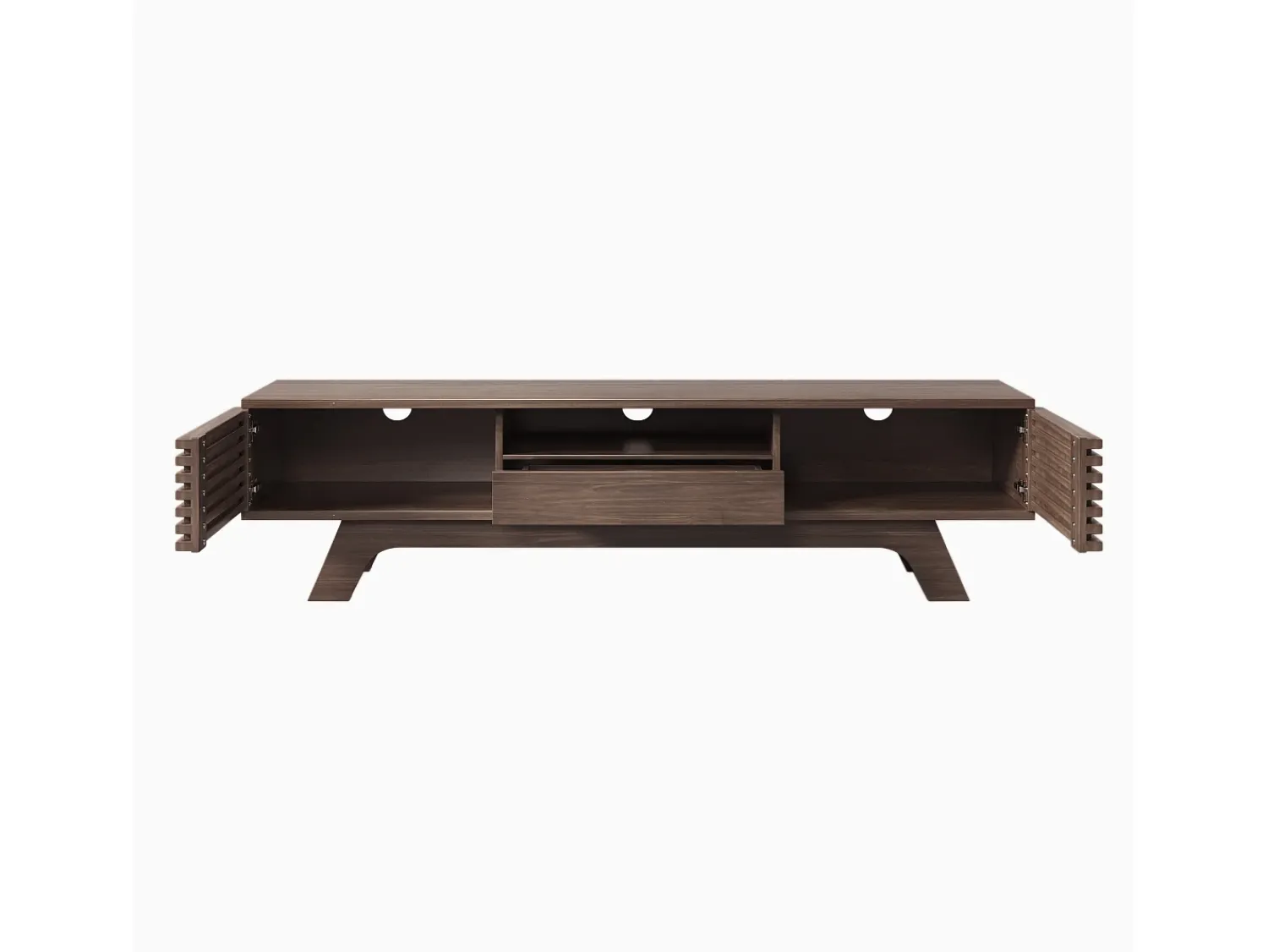 Móvel De Tv* Móvel de TV baixo em estilo retrô com 2 portas e 1 gaveta, cor madeira, para sala de estar, 150 x 40 x 44,5 cm Natural escuro