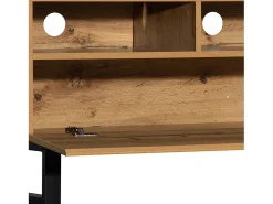 Móvel De Tv* Móvel de TV baixo estilo industrial retrô 180 cm, bancada de TV com 2 portas e 2 gavetas, + madeira Preto