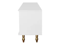 Móvel de TV baixo estilo retro com 6 compartimentos de armazenamento, puxadores dourados, porta de vime^ Móvel De Tv