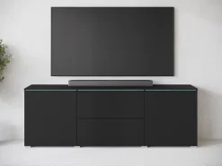 Móvel de TV baixo moderno 180 cm – armário alto para TV com gavetas e prateleiras, mate^ Móvel De Tv