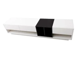 Móvel De Tv* Móvel de TV baixo moderno com 3 gavetas e compartimento de armazenamento aberto, 190 x 40 x 34 cm, Branco