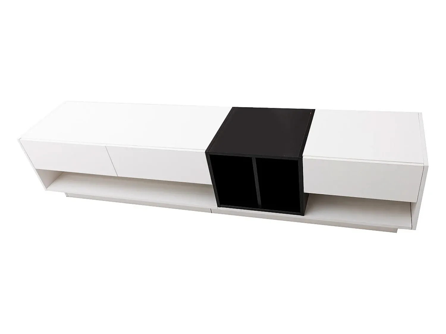 Móvel De Tv* Móvel de TV baixo moderno com 3 gavetas e compartimento de armazenamento aberto, 190 x 40 x 34 cm, Branco