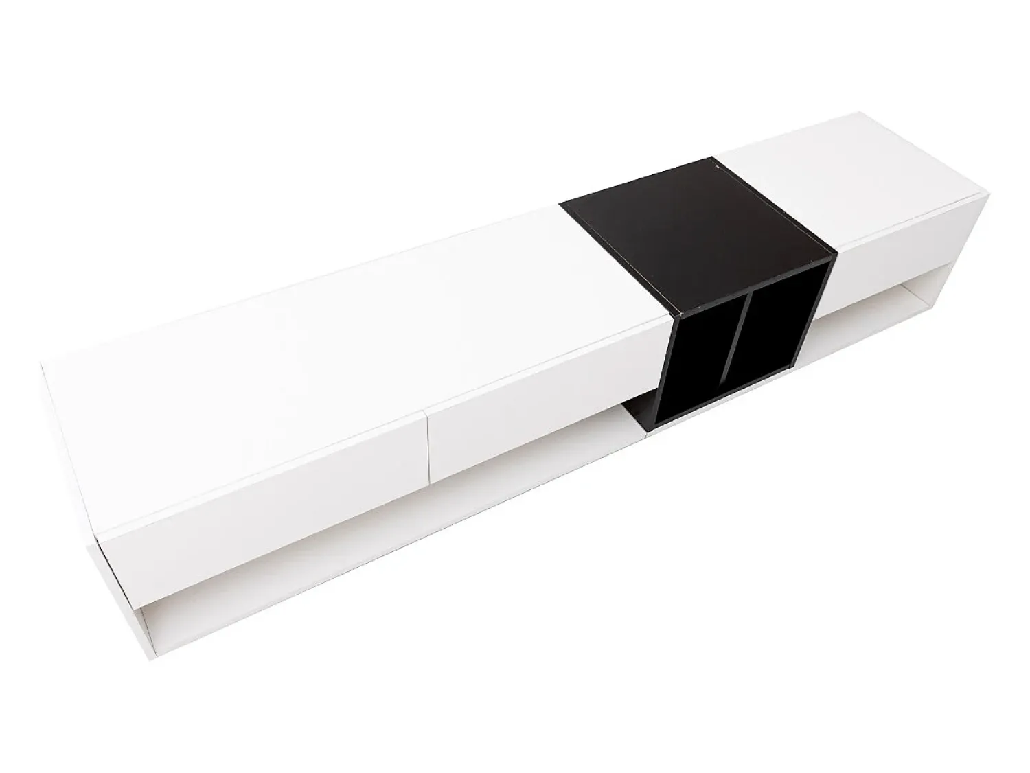 Móvel De Tv* Móvel de TV baixo moderno com 3 gavetas e compartimento de armazenamento aberto, 190 x 40 x 34 cm, Branco