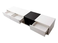 Móvel De Tv* Móvel de TV baixo moderno com 3 gavetas e compartimento de armazenamento aberto, 190 x 40 x 34 cm, Branco