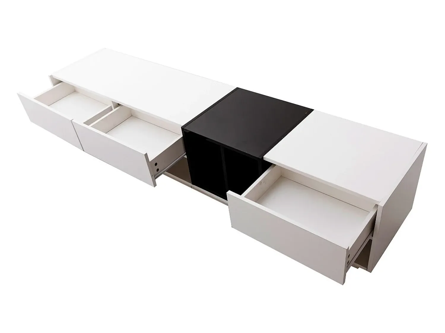 Móvel De Tv* Móvel de TV baixo moderno com 3 gavetas e compartimento de armazenamento aberto, 190 x 40 x 34 cm, Branco